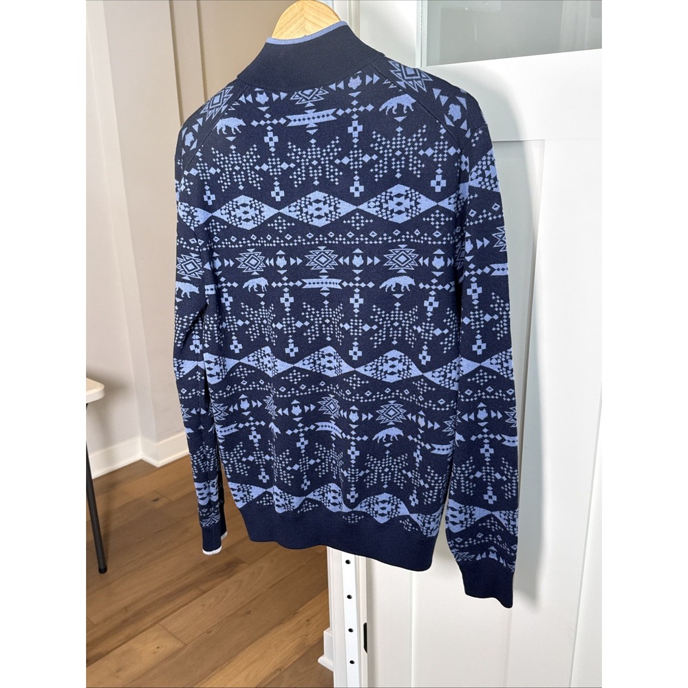 Greyson Wolf Fair Isle Quarter Zip Sweater Men's Medium Blue Winter Golf NWT - Picture 7 of 9